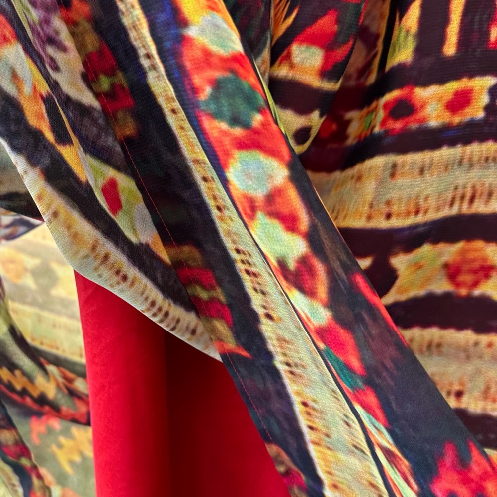 Soft Surroundings Red, Black & Gold Patterned Maxi Dress - Picture 6 of 8